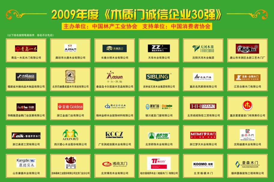 木质门诚信企业30强