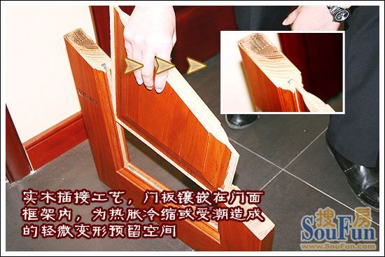 万家园SM-84红胡桃原木门实木插接工艺