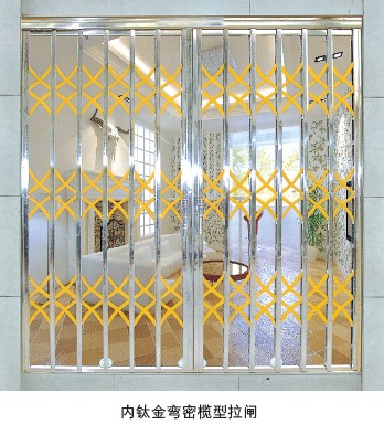 门业图片-不锈钢拉闸广东佛山不锈钢豪华拉闸门内钛金弯密榄型.内钛金弯密榄型.图片