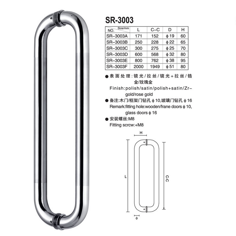 门业图片-不锈钢拉手供应304不锈钢SR-3003医用门拉手,医用气密门拉手SR-3003图片