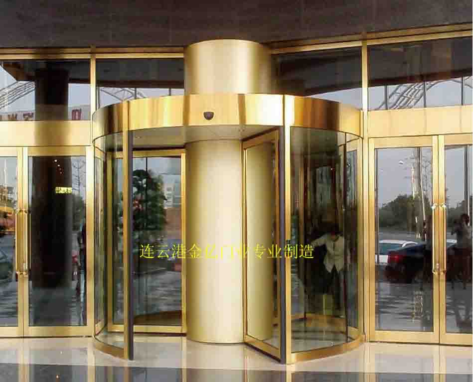 门业图片-铝合金门环柱门,环柱旋转门45♯钢轨道数控精加工厂家2500*3600图片