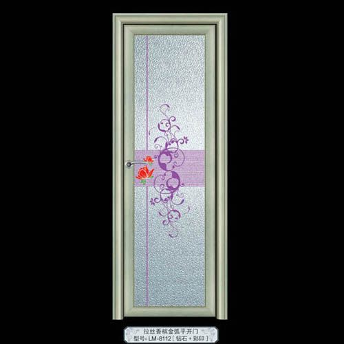 门业图片-洗手间门双工艺彩膜铝合金平开门700*2000图片