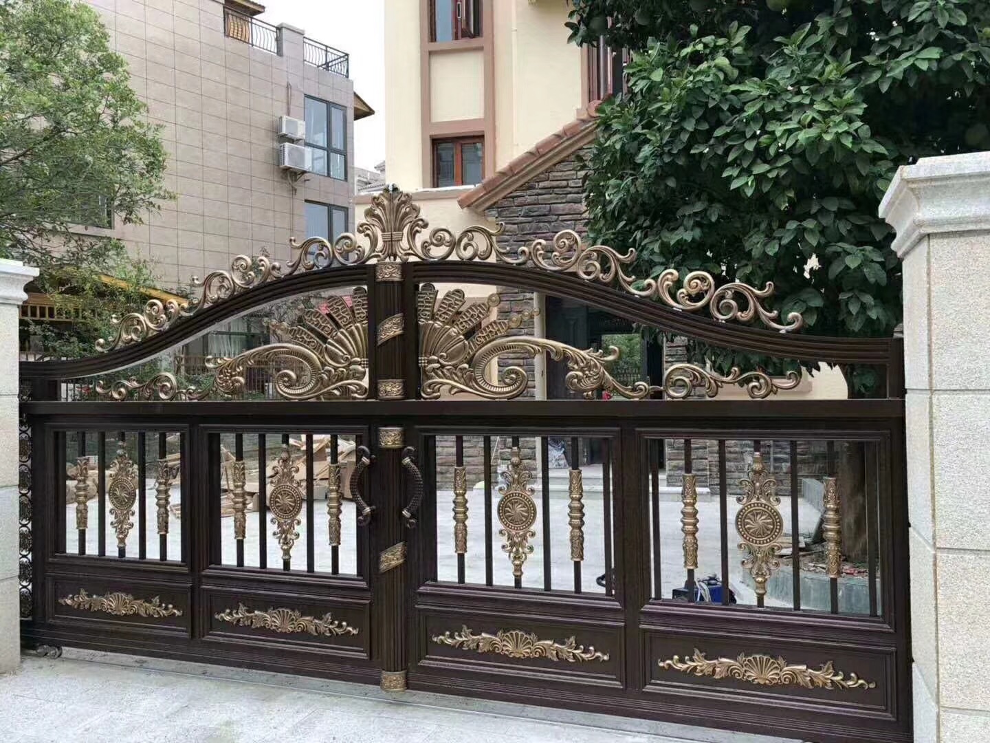 门业图片-平开门别墅庭院铝艺大门款式JH185图片