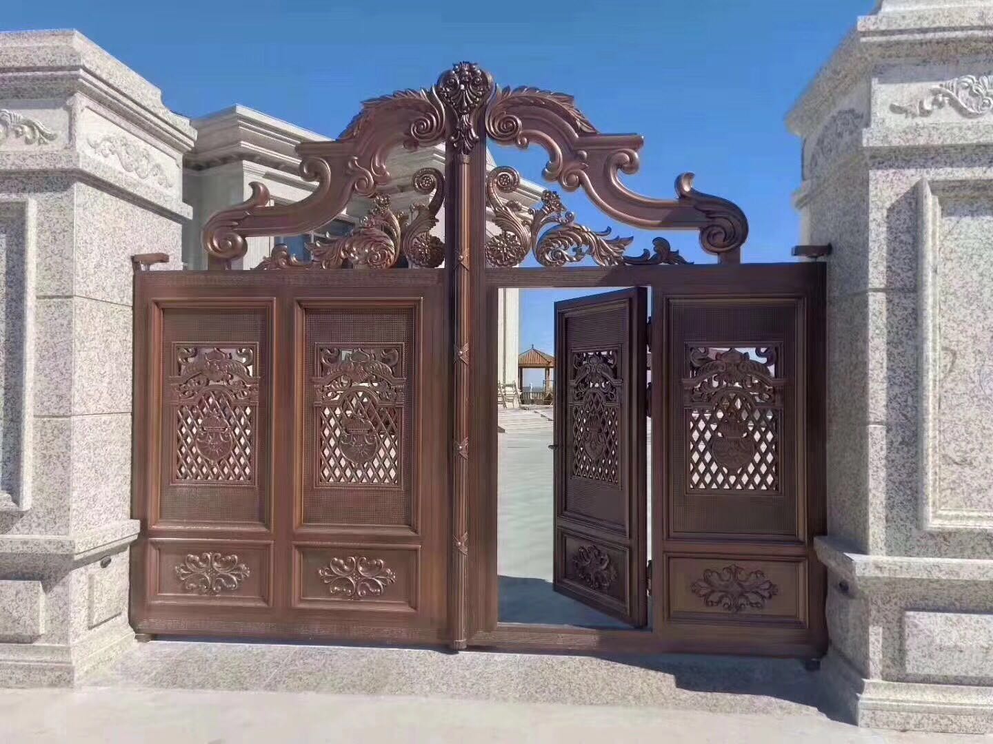 门业图片-推拉门高档别墅铝艺大门生产JH221图片