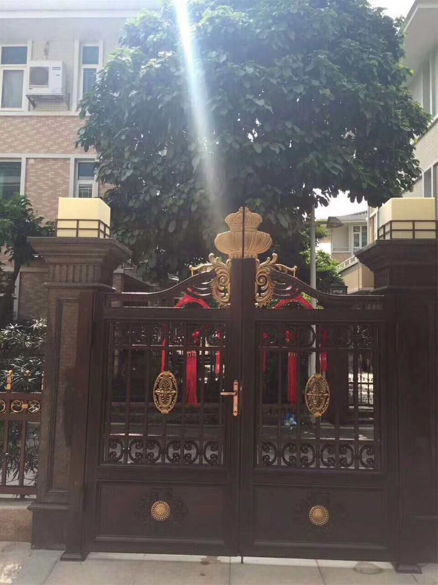 门业图片-推拉门别墅铝艺庭院门好看的铝艺门JH301图片