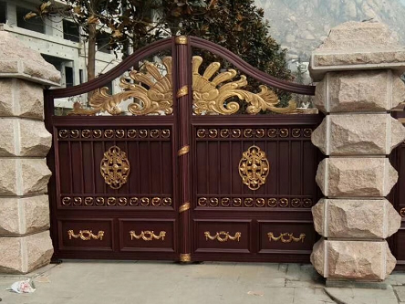门业图片-推拉门防盗雕花庭院门加工订制庭院铝合金套门JH732图片