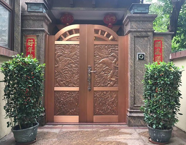门业图片-推拉门别墅高端庭院入户铜门JH783图片