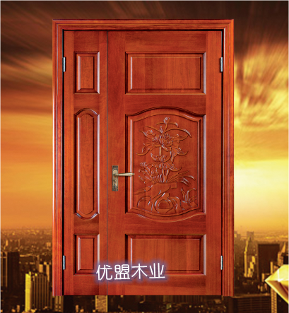 门业图片-原木双开门什么叫实木门 实木复合门图片 室内门价格 实木门厂家优盟图片