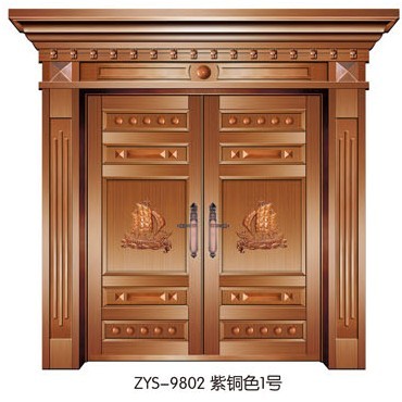 门业图片-铜铝门（拼接贴花）正阳升铜铝门zys-9802图片