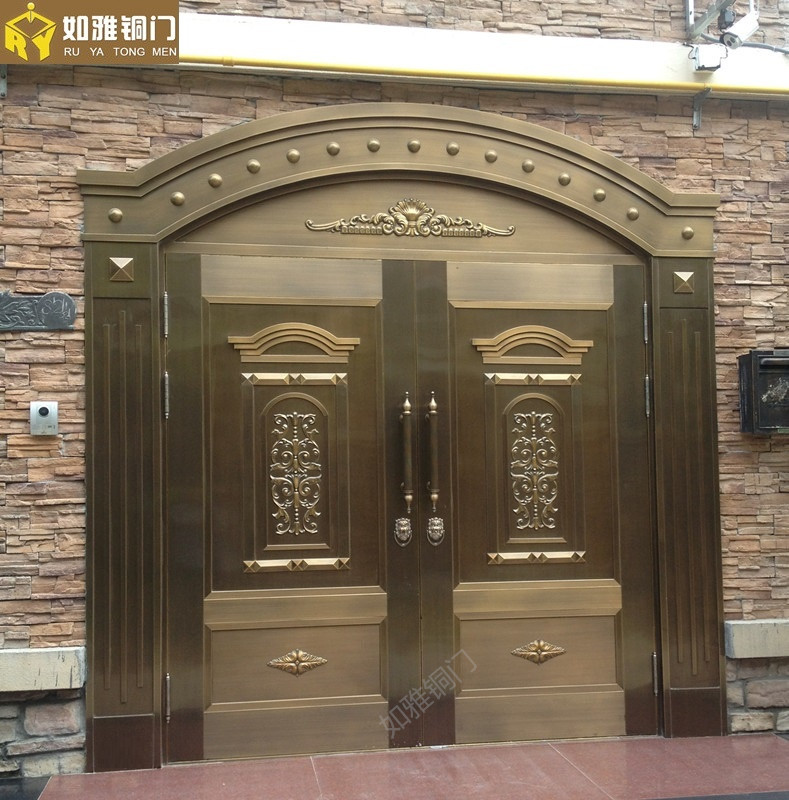 门业图片-如雅双开铜门大酒店铜门、小区铜门、别墅真铜门1016图片