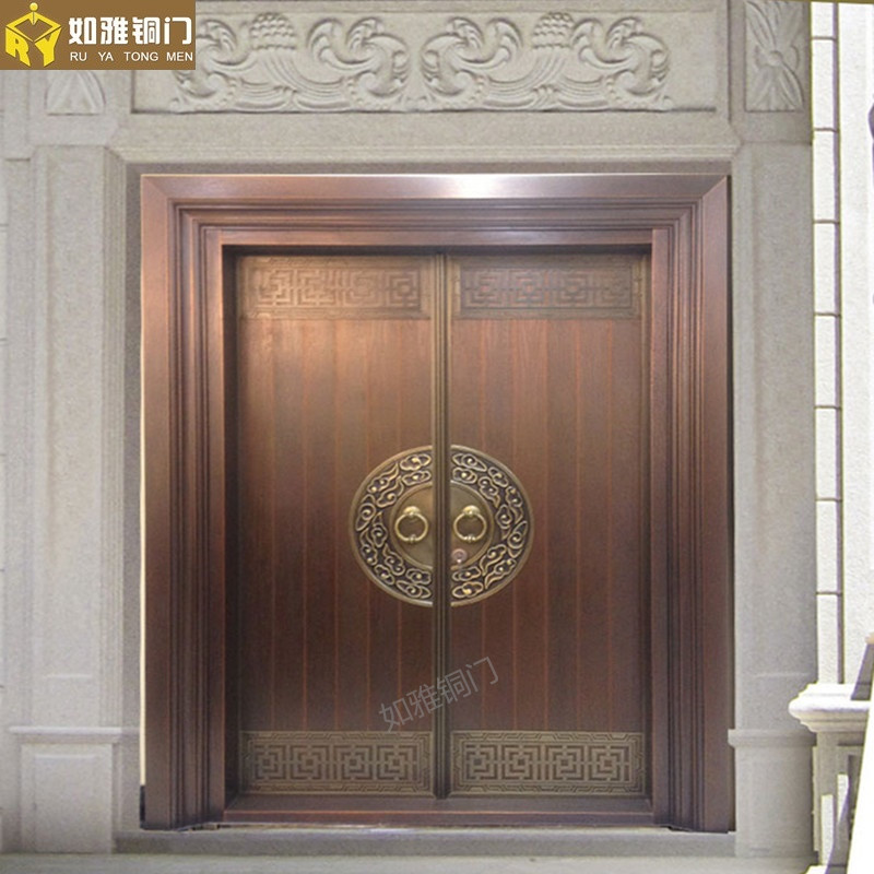 门业图片-如雅双开铜门上海大铜门，商场玻璃铜门，中式铜门1015图片