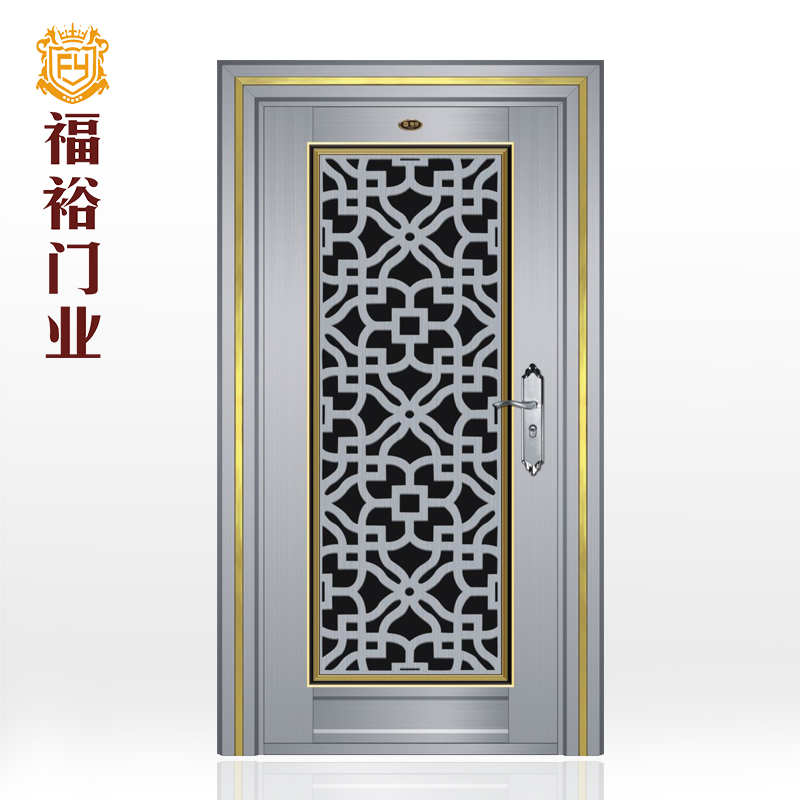 门业图片-不锈钢门福裕门业-佛山不锈钢门拉丝入户门14-022图片