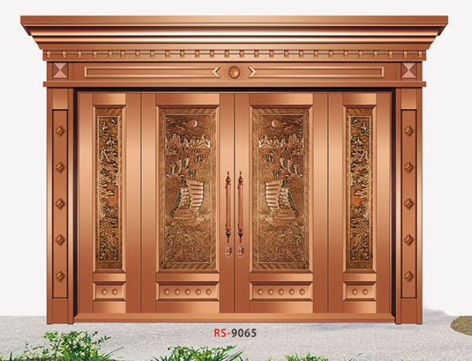门业图片-铜雕门订做铝合金别墅门、铜铝门按客户要求尺寸订做图片