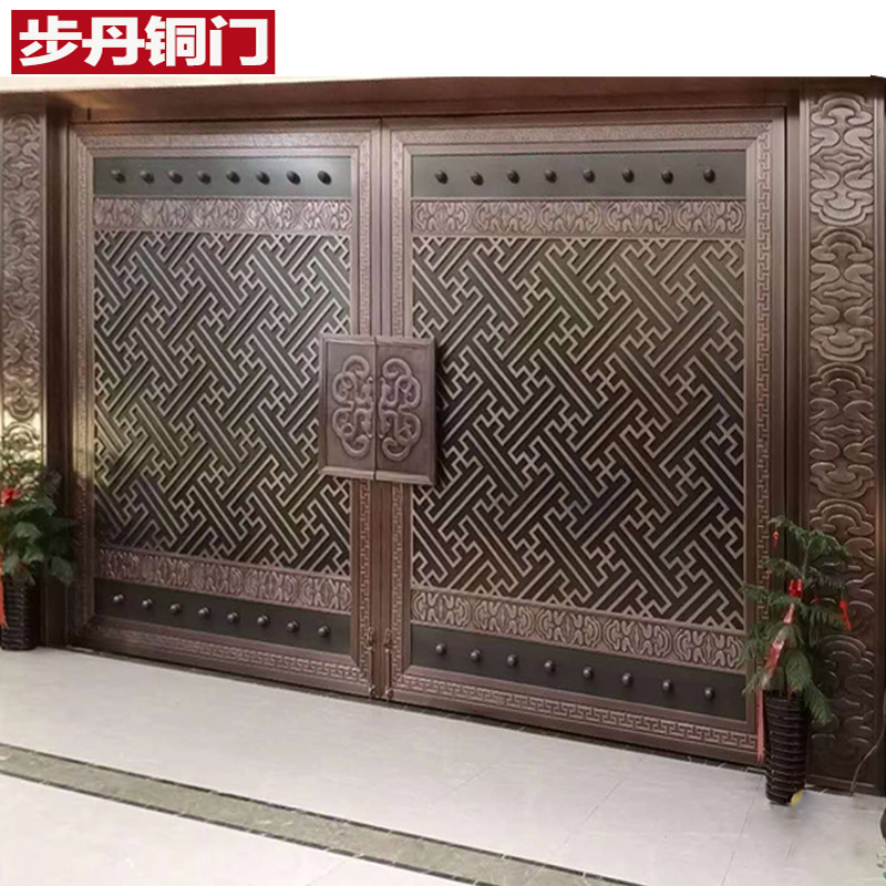 门业图片-铜门/不锈钢铜门步丹铜门售楼部大门商铺铜门BD-11-9图片