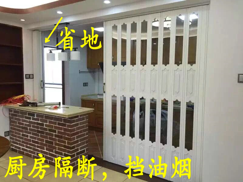 门业图片-PVC折叠门赛门PVC保暖防水书房卧室室内隔断推拉折叠免漆吊趟门29图片