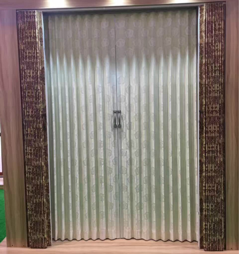门业图片-不锈钢软包皮布门赛门不锈钢软包立川式储藏间书房卧室室内隔断推拉折叠吊轨门60图片