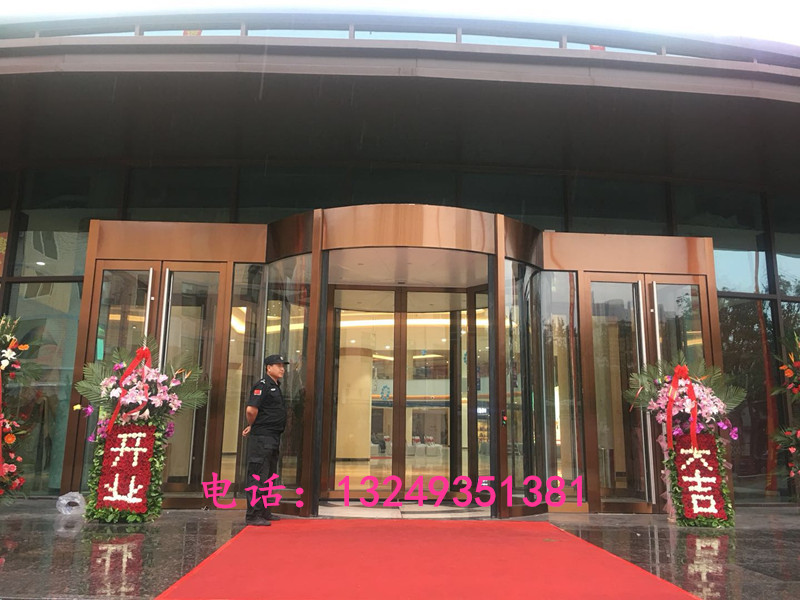 门业图片-自动门石家庄大厦旋转门 安装钛金色旋转门 宏远门业2000-3800图片