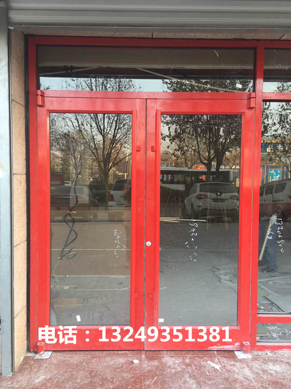 门业图片-肯德基门石家庄非标尺寸定制中国红肯德基门 肯德基门价格 宏亚门业1900*2400图片