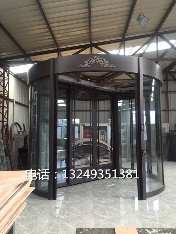 门业图片-自动门石家庄黑色旋转门 不锈钢两翼旋转门 宏远门业2000-3800图片