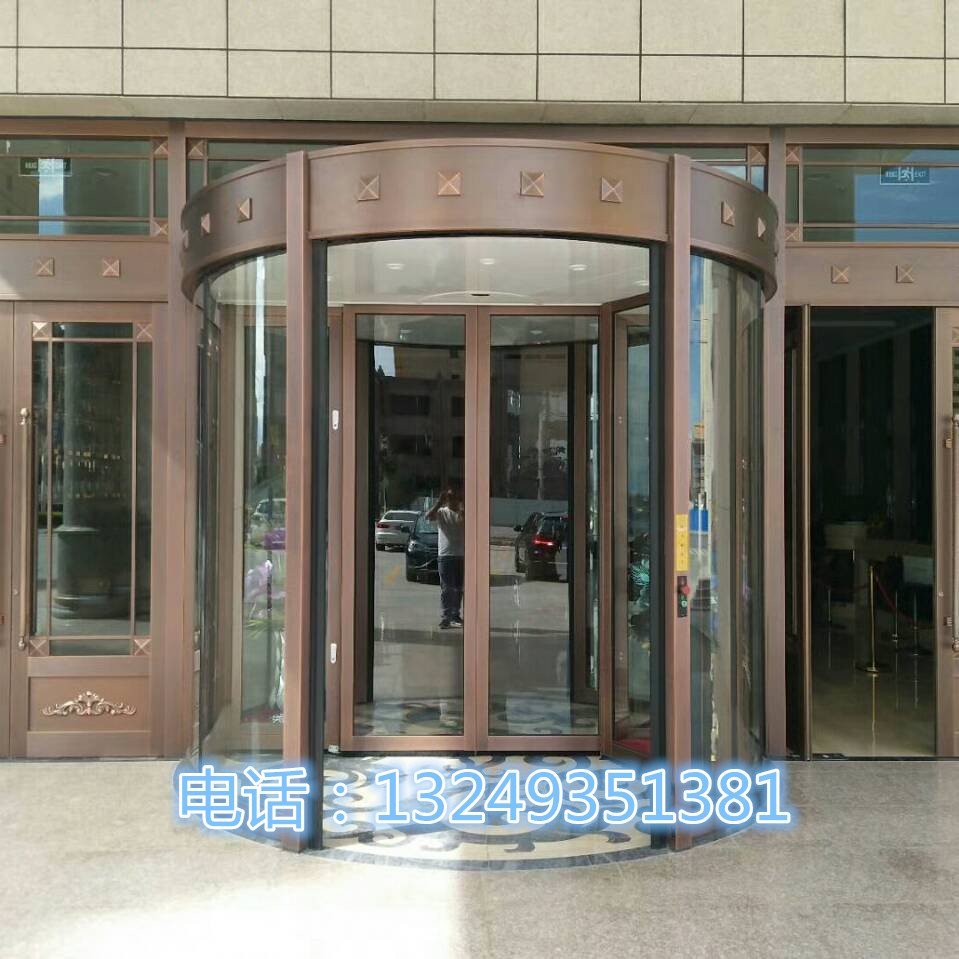 门业图片-自动门石家庄两翼旋转门 带平开旋转门价格 宏远门业2000-3800图片