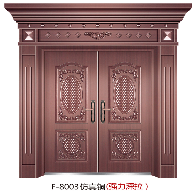 门业图片-仿真铜门仿真铜F-8003图片