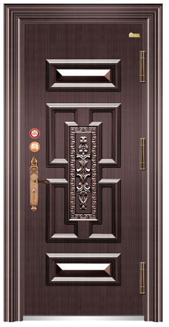 门业图片-防盗门SHJ-057财运亨通（甲级9公分）仿真铜（环形锁）SHJ-057图片