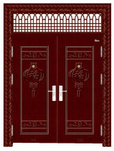 门业图片-非标门SHJ-红灯笼双开门（枣红）（15cm大宽边）SHJ-红灯笼双开门（枣红）（15cm大宽边）图片