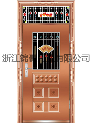 门业图片-不锈钢门玫瑰金豪华竹节边JH-6032(贵族花)玫瑰金豪华竹节边图片