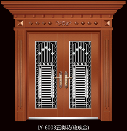 门业图片-不锈钢门LY-6003五类花（玫瑰金）LY-6003五类花（玫瑰金）图片