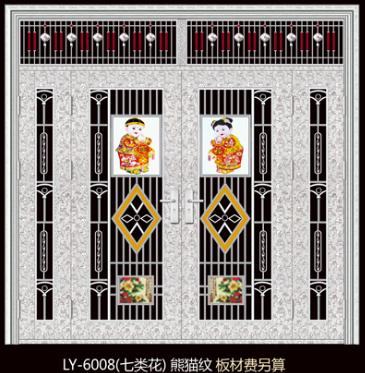 门业图片-不锈钢门LY-6008(七类花）熊猫纹LY-6008(七类花）熊猫纹图片