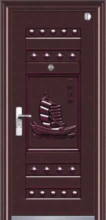 门业图片-九皇钢质门九皇门业钢质门一帆风顺(7cm)枣红金属漆图片