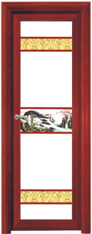 门业图片-吊趟/推拉/平开厨卫门系列吊趟/推拉/平开厨卫门9060红胡桃（格条+艺破）图片