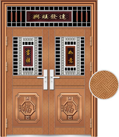 门业图片-不锈钢楼宇门BT-2009玫瑰金万字纹BT-2009玫瑰金万字纹图片