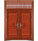 门业图片-仿铜非标门仿铜非标门OZ-8018一帆风顺祥云板双开门（仿红铜）图片