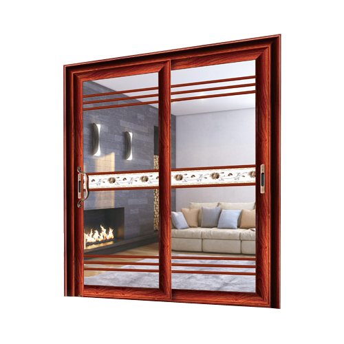 门业图片-卫浴门7107-电泳樱桃木金弧推拉门-3D腰带7107-电泳樱桃木金弧推拉门-3D腰带图片